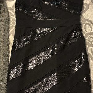 City Triangles Black Strapless Sequin Dress